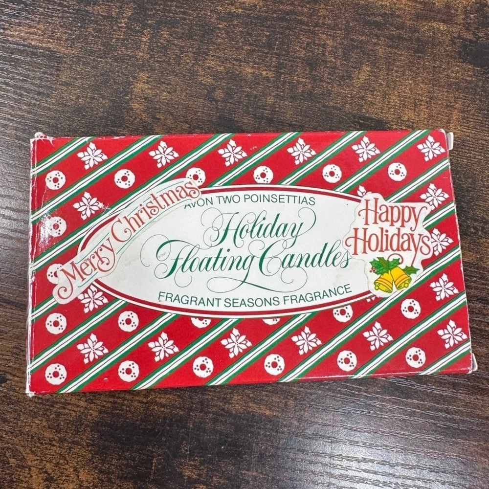 Vintage 80's Avon Floating Candles Christmas Red  Poinsettia Holiday Grandmacore